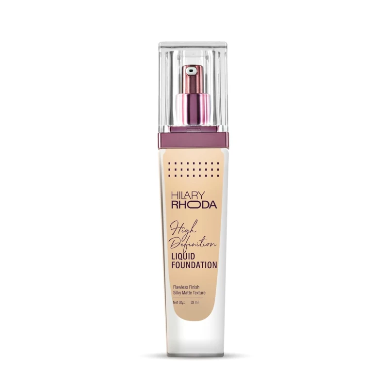 Hilary Rhoda High Definition Foundation for Women | Hides Pores & Blemishes | HD Foundation For All Skin Types | Blendable Formula | Natural & Matte Finish | High Coverage Liquid Foundation - 33ml (Natural Beige - Shade 03) - Thumbnail 9